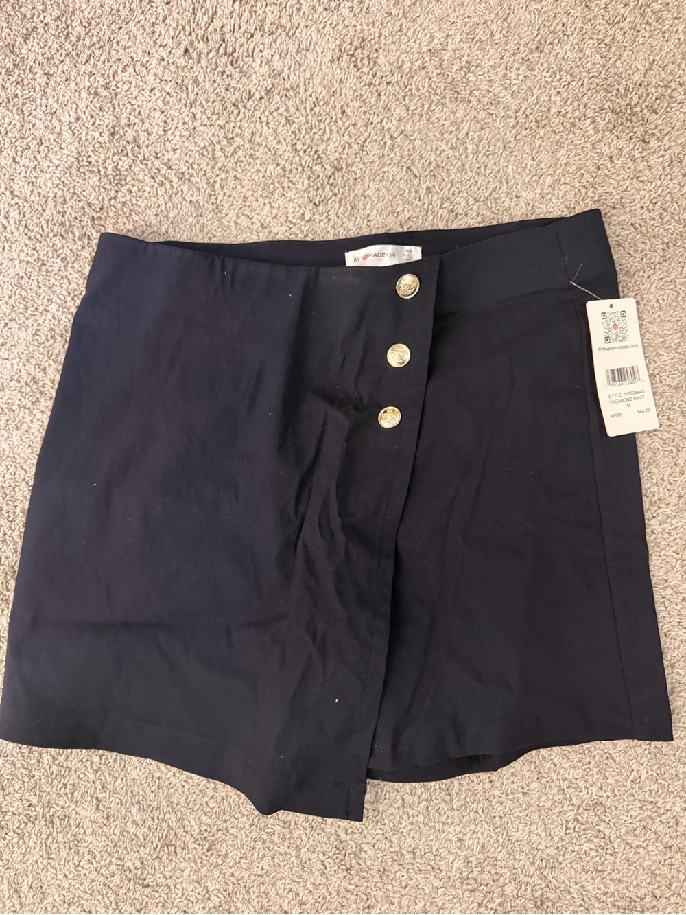 Navy Button-Front Women’s Skort